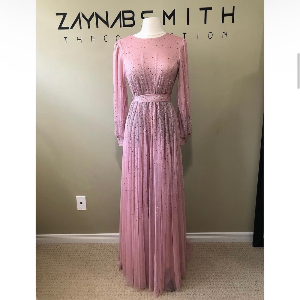 Pink beaded dress with belt
